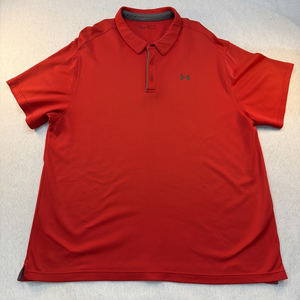Under Armour Polo Mens 4XL Red Short Sleeve Loose Heatgear Stretch Golf Casual